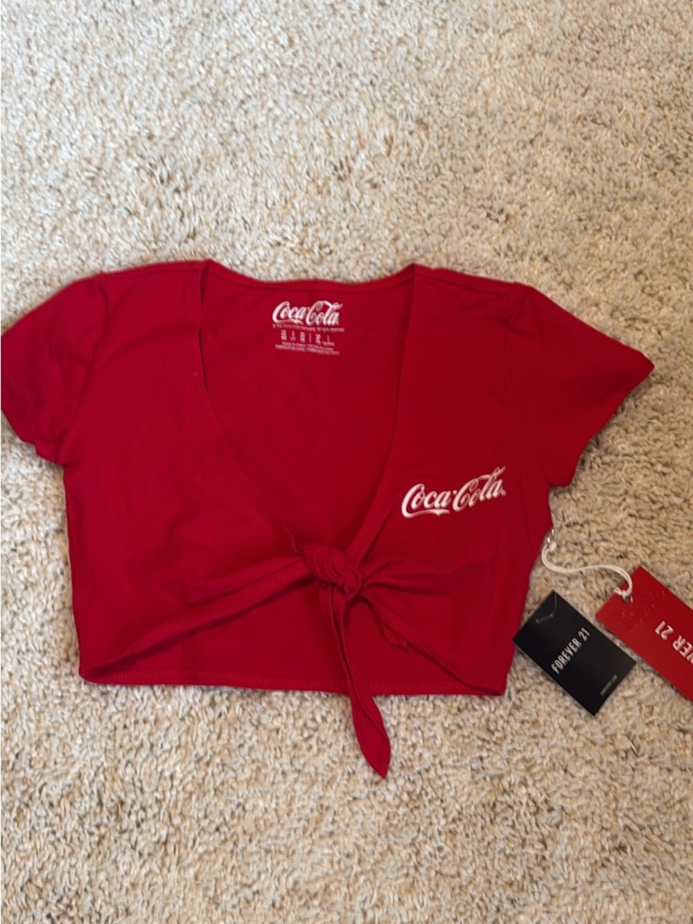 Coca Cola Red white Front-Tie Crop Top Coca Cola small